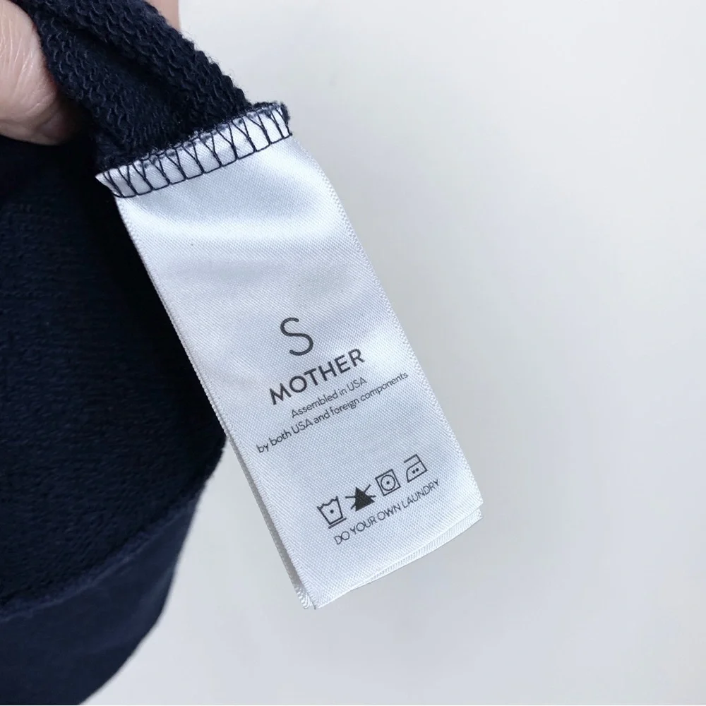 Mother The Raw Sleeve Square Sweatshirt Top *Goes South* Navy Rainbow Sz S - Picture 12 of 14